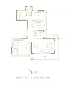 D（D3-1）户型 四室两厅两卫